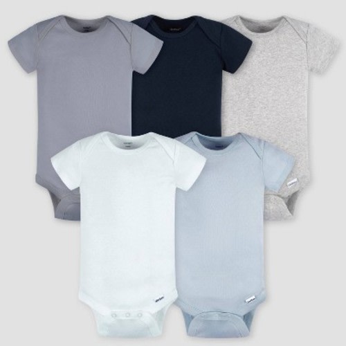Gerber Baby 5pk Tonal Short Sleeve Bodysuit, Color: Dark Brown, Size: 6-9M