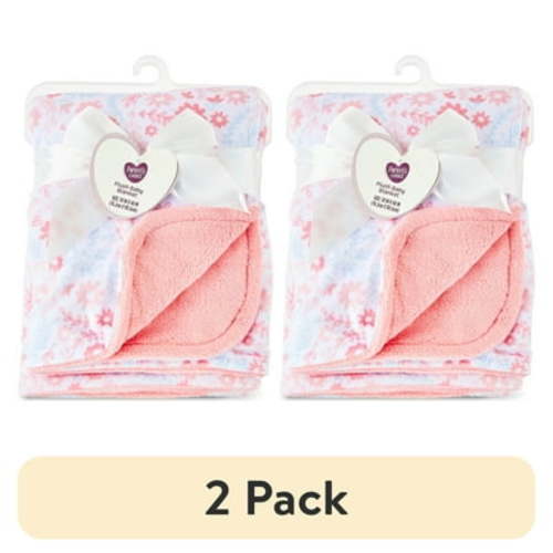 (2 pack) Parent's Choice Baby Girl Premium Ultra Soft Plush Floral Blanket, 30" x 40"
