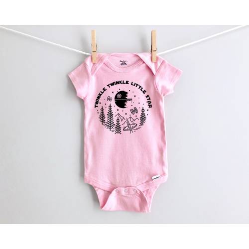 Twinkle Twinkle Little Star Onesie® | 100% Cotton or Cotton Blend | Available as SS Onesie® in White, Pink or Gray and LS Onesie® in Cream