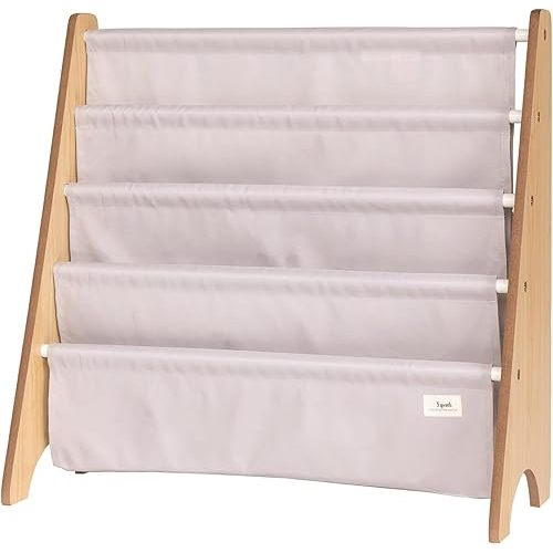 3 Sprouts Recycled Fabric Kids Bookshelf – Kids & Toddler Book Rack for Book Storage – Children's Bookcase Display for Nursery, Playroom or Kids Room in Solid Light Gray Ages 3+