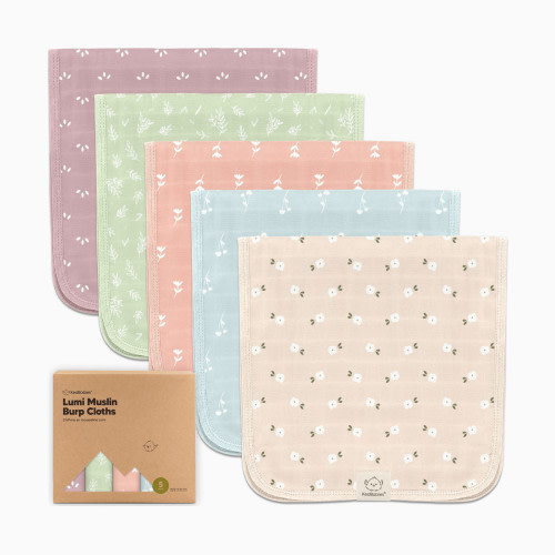 KeaBabies Lumi Muslin Burp Cloths (5 Pack) - Bloom