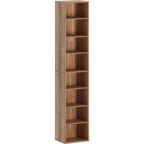 IRONCK Tall Narrow Bookshelf 8 Tiers, Compact Corner Bookcase, Easy to Match for Living Room, Office, Study, Bedroom, Oak Brown