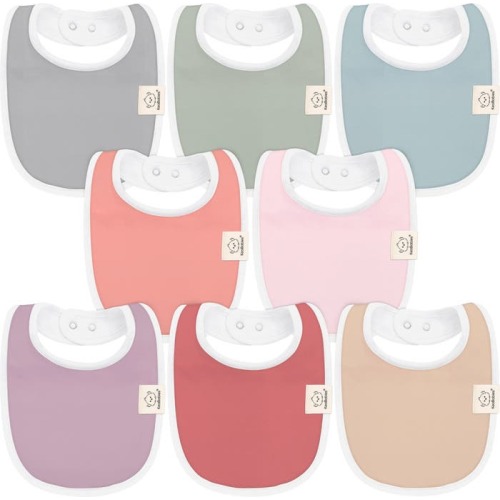 KeaBabies 8-Pack Baby Drool Bibs, Muted Pastel
