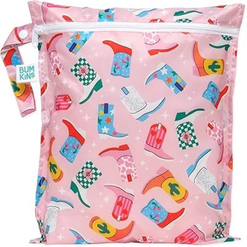 Bumkins Waterproof Wet Dry Clutch Bag for Baby, Travel, Swim Suit, Cloth Diapers, Pump Parts, Pool, Gym Clothes, Toiletry, Hook to Stroller, Daycare, Packing Pouch, Diaper Bag, Zip Reusable, Black
