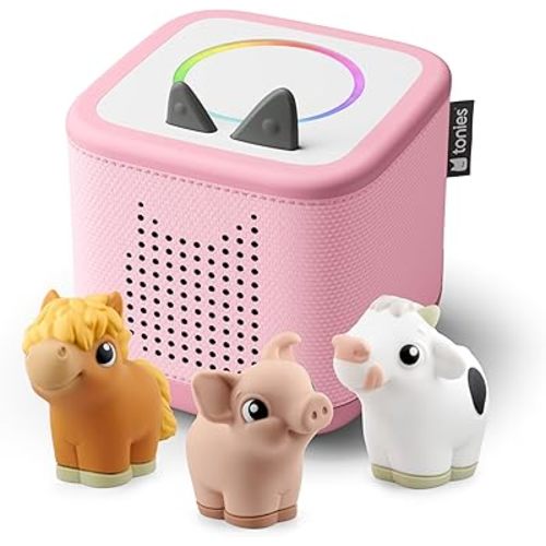Toniebox 2 My First Farm Bundle for Kids 1+ with Soft and Squeezable Cow, Horse, and Pig - Cloud Pink