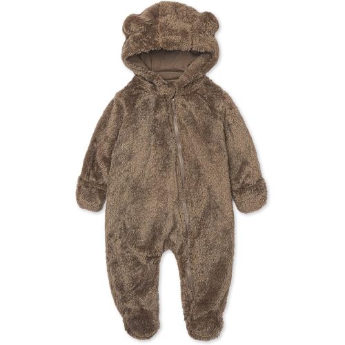Baby Plush Long Sleeve Polar Fleece Jumpsuit With Bear Ears Baby Fleece Hooded Jumpsuit Infant Winter Outfit