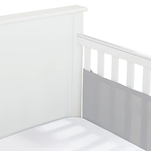 BreathableBaby Breathable Mesh Liner for Full-Size Cribs, Classic 3mm Mesh, Gray (Size 2FS Covers 2 Sides)
