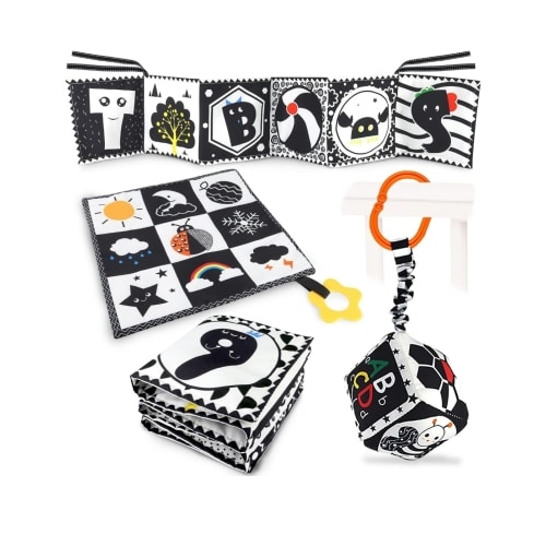 KUANGO 3 PCS Black and White High Contrast Baby Toys 0-3 Months for Newborn, Montessori Toys for Babies Sensory Soft Book for Early Education, Infant Tummy Time Toys 0 6 9 Months Baby Gifts : Amazon.com.au: Toys & Games