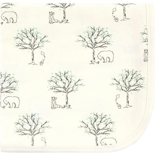 Touched by Nature Unisex Baby Organic Cotton Swaddle, Receiving and Multi-purpose Blanket, Birch Trees, One Size