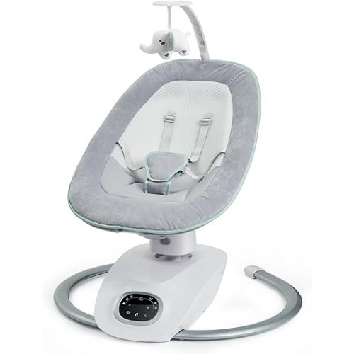 Momcozy CocoSway Baby Swing for Infants to Toddler, 3D-Motion Electric Baby Swing with 6 Motions & 4-Speeds, Remote Control, Infant Swing with 8 Preset Lullabies for Baby Boy Girl Up to 20 lbs