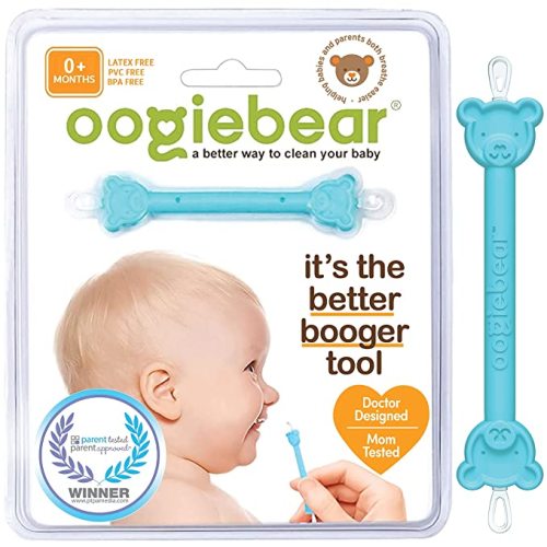 oogiebear - Patented Nose and Ear Gadget. Safe, Easy Nasal Booger and Ear Cleaner for Newborns and Infants. Dual Earwax and Snot Remover. Aspirator Alternative – Blue Single - 1 Count
