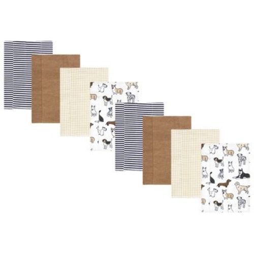 Hudson Baby Boys And Girls Cotton Poly Flannel Burp Cloths 8-pack, Handsome Dogs, One Size