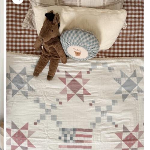 Vintage American Flag Quilt 6 Layer Gauze Blanket