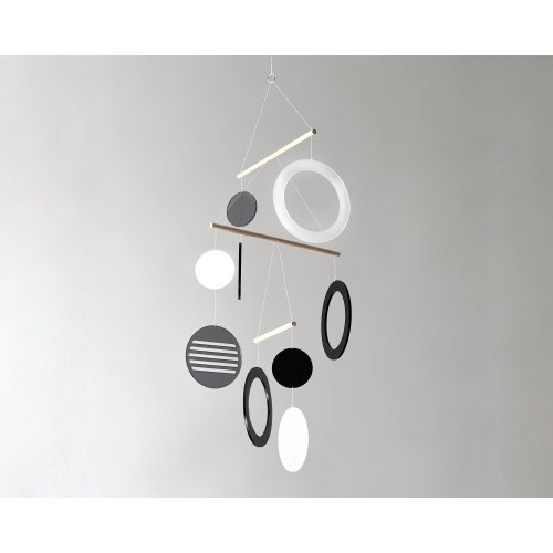 Black White Montessori Mobile. Adult & Baby Mobile, Nursery High Contrast Monochrome Crib Mobile. Mid Century Sensory. LUNA The Illuminist