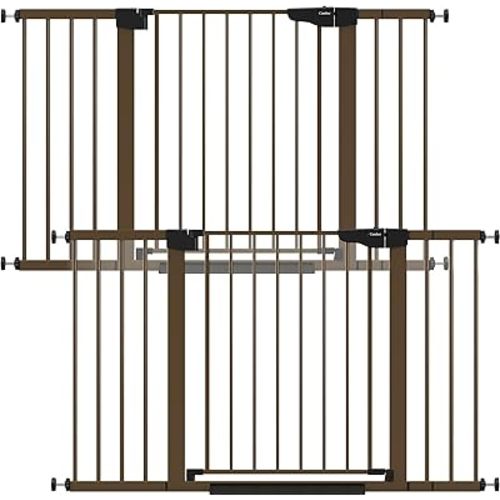 Cumbor 2 Pack 29.7-51.5" Extra Wide Baby Gate for Stairs, Mom's Choice Awards Winner-Dog Gates for Doorways, Pressure Mounted Walk Through Pet Gate Indoor, Safety Auto-Close Child Gate for Kid,Brown