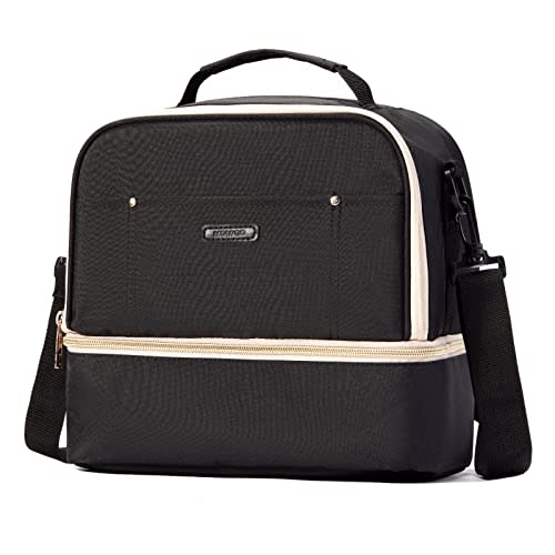 Breast Pump Bag Cooler Compartment for Breast Pump - Cooler and Moistureproof Bag Double Layer for Mother Breast Milk Pump Lunch Bag Outdoor Working (Black)