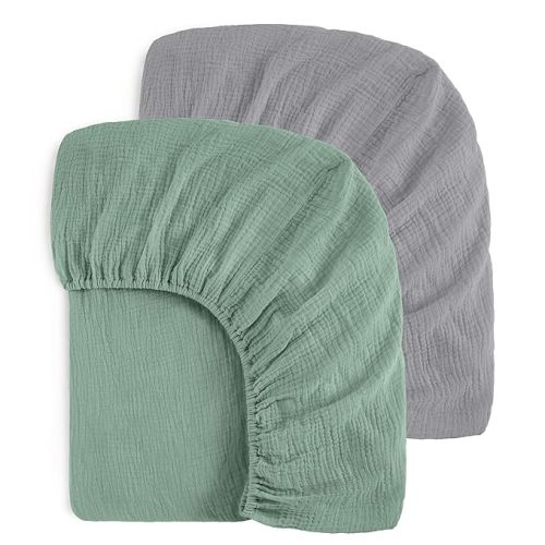 Yoofoss Muslin Crib Sheets for Boys Girls 100% Cotton Fitted Baby Crib Sheet 2 Pack Soft and Breathable for Standard Crib Mattress & Toddler Mattress 52"x28"