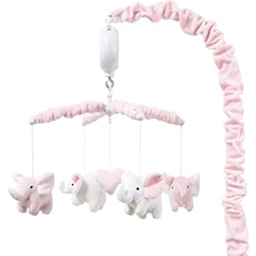 The Peanutshell Pink Elephant Musical Crib Mobile - Digital Music Box with 12 lullabies