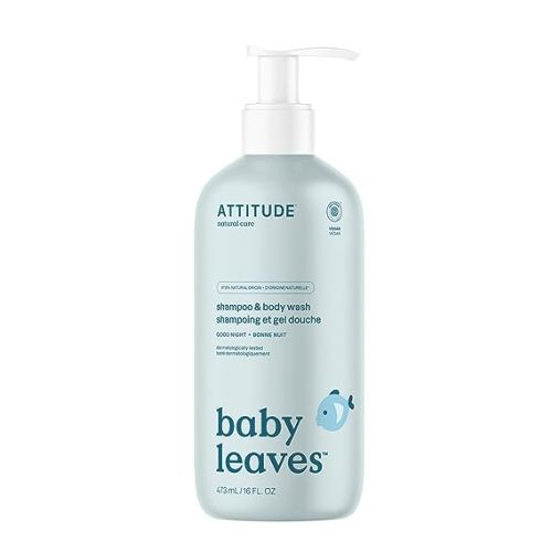 ATTITUDE 2-in-1 Shampoo and Body Wash for Baby, EWG Verified, Dermatologically Tested, Vegan, Good Night, 16 Fl Oz