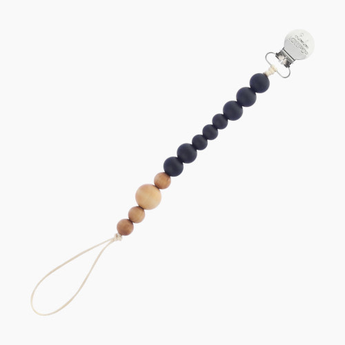 Loulou Lollipop Colorblock Wood & Silicone Pacifier Clip - Block Black