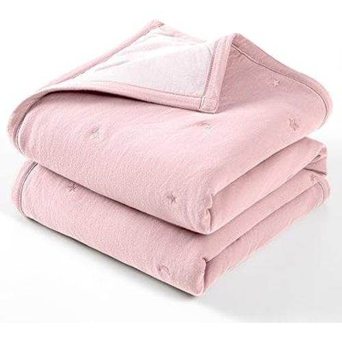 Lulu moon Baby Crib Blanket - Jersey Cotton Crib Quilt for Infant and Toddler Bedding - Lightweight Nursery Quilted Blanket for Girls and Boys 30x40''(Pink)