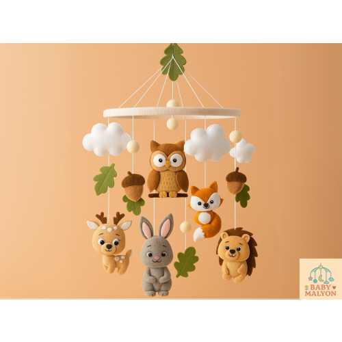 Woodland Baby Mobile, Felt Animals, Hanging Mobile, Baby Shower İnvitation, Nursery Decor, Baby Shower Gift, Nursery Mobile, Baby Mobile