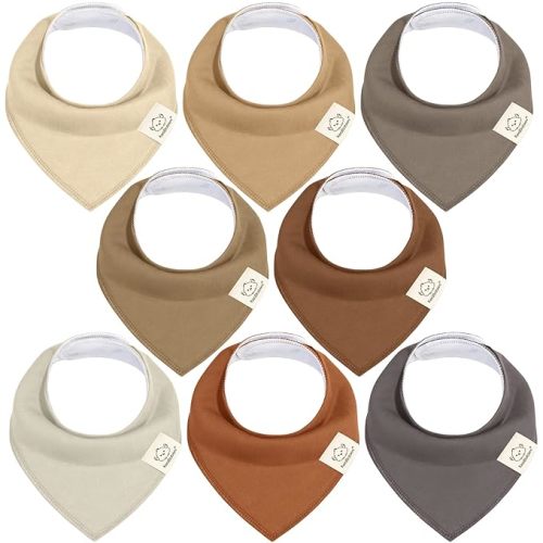 8-Pack Organic Baby Bandana Bibs for Girls - Super Absorbent Triangle Baby Bibs for Drooling and Teething Infant, 100% Cotton Extra Soft for Newborn, Infant 0-36 Months (Terracotta)