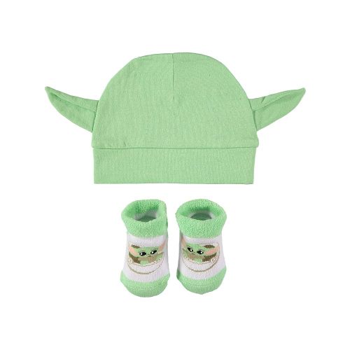 STAR WARS Baby Boys The Mandalorian Cap and Bootie Set - Baby Yoda Baby Gift Set with Hat and Socks