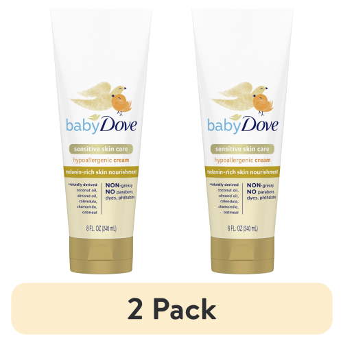 (2 pack) Baby Dove Sensitive Melanin-Rich Cream Newborn Hypoallergenic Nourishing Moisturizer, 8 oz