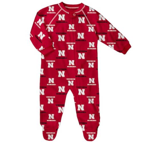 Nebraska Huskers Outerstuff Newborn and Infant All-Over Print Raglan Full-Zip Coverall - Scarlet