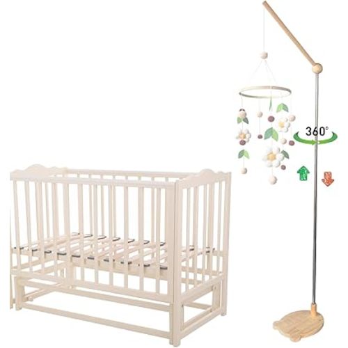 Crib Mobile Wooden Arm, Free Lifting and lowering 67 Inches Standing Mobile Arm Suitable for All Cribs 100% Natural Larch Hanger Nusery Decor Baby Room Safe Holder(Mobile is not Included