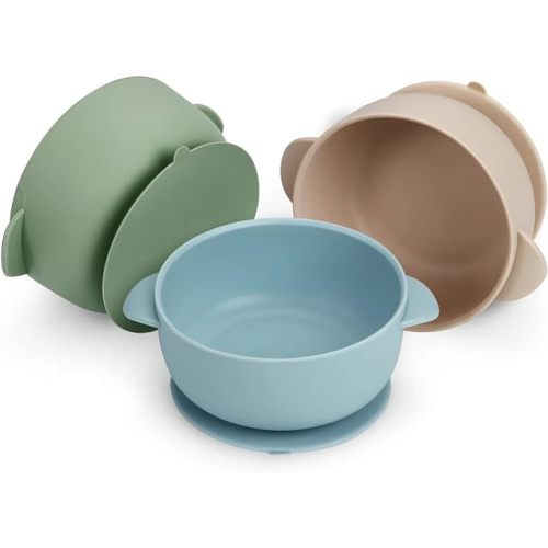 PandaEar 3 Pack Baby Bowls with Suction| Stay Put Silicone Food Bowl for Babies Kids Toddlers Infants| Food Grade Soft Safe BPA-Free Silicone (Multi-Color)