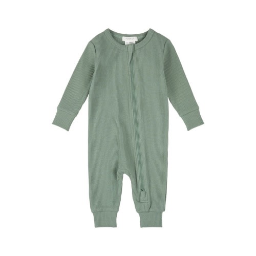 Laurel Rib Fitted One-Piece Zip Pajamas, 0-3