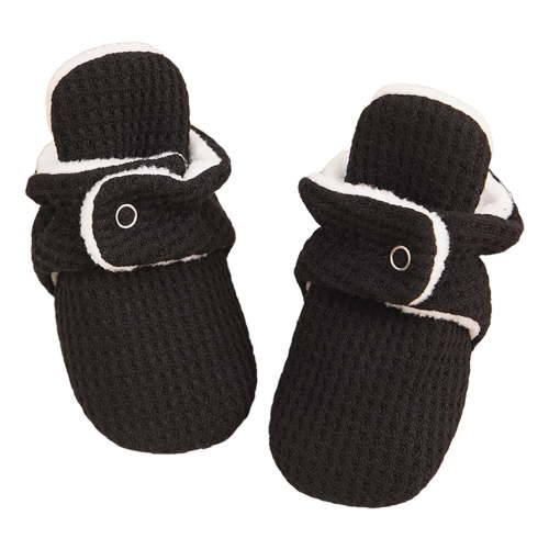 Povozer Newborn Baby Cotton Booties Non-Slip Sole for Toddler Boys Girls(Black,0-6M)