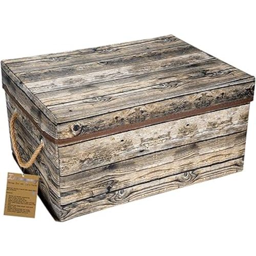 Livememory Decorative Storage Box with Lids, Fabric Storage Box with Lid and Handles for Decorative & Storage, L15.7 x W11.8 x H7.9 Inches (Not Made of Wood)