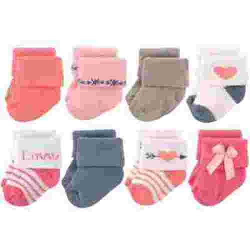 Hudson Baby Infant Girl Cotton Rich Newborn and Terry Socks, Love, 0-6 Months