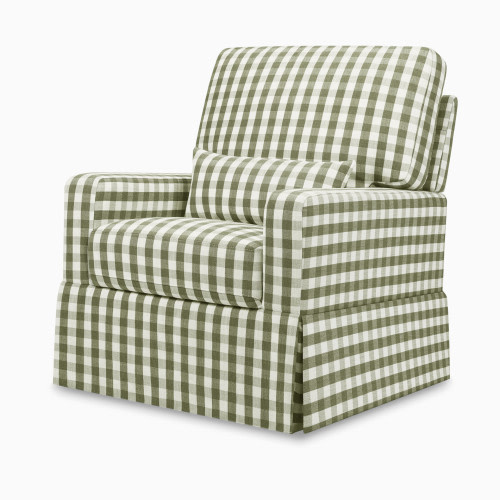 Namesake Crawford Pillowback Comfort Swivel Glider - Moss Green Gingham