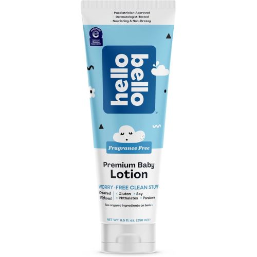 Hello Bello premium Baby Lotion | Vegan and Cruelty Free Moisturizing, Non-Greasy Lotion for babies and Kids | Fragrance Free | 8.5 FL Oz (1 Pack)