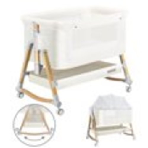 HARPPA Baby Bassinet Bedside Sleeper - 3-in-1 Cradle for Newborns, with Storage & Wheels, White