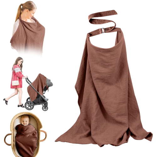 Clearance under $4 Breastfeeding Cover Nursing Breastfeeding Cover Muslin Cotton Soft Breathable Nursing Cover Adjustable Strap Breast Feeding Coverall Breast Feeding Privacy Cover Full Coverage