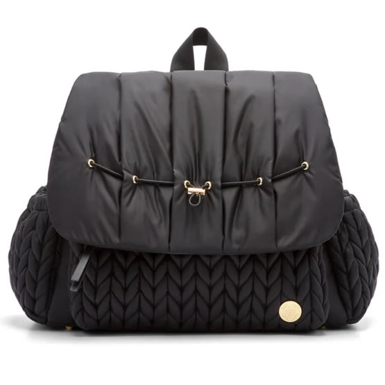 Levy Stylish Diaper Backpack - Black Herringbone