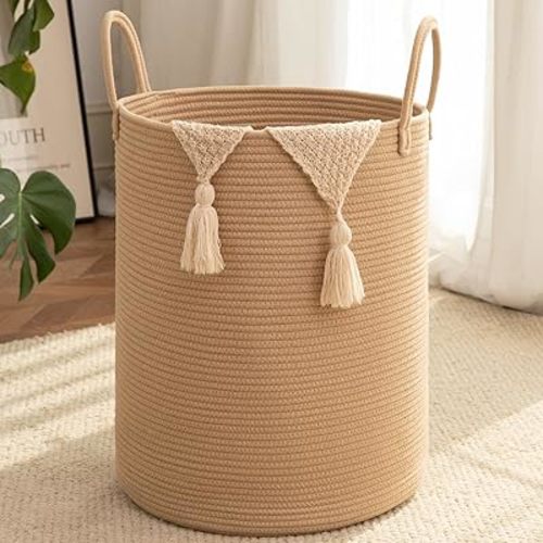 OIAHOMY 60L Nursery Hamper Laundry Basket Laundry Hamper Yellow
