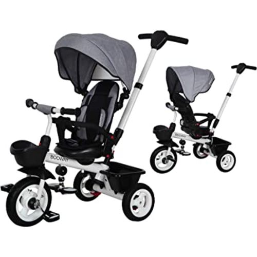 Amazon.com: EOOWOY Baby Trike, 6-in-1 Kids Tricycle with Adjustable Push Handle, Removable Canopy, Safety Harness for 18 Months - 5 Year Old(Blue) : Toys & Games