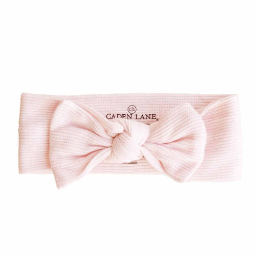 Pearl Pink Waffle Bamboo Knit Large Bow Headwrap