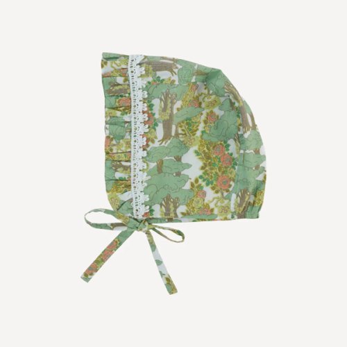 small ruffle lace bonnet | goldilocks morning woods | organic cotton woven