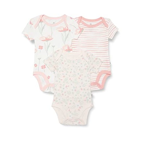 HonestBaby Baby Short Sleeve One-Piece 100% Organic Cotton Bodysuits, Multipack