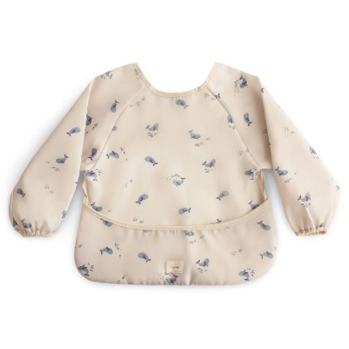 Mushie Long Sleeve Bib Smock with Pocket - Whales