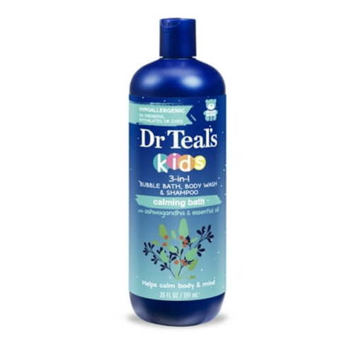 Dr Teal's Kids 3-in-1 Bubble Bath, Body Wash & Shampoo with Ashwagandha, 20 fl oz