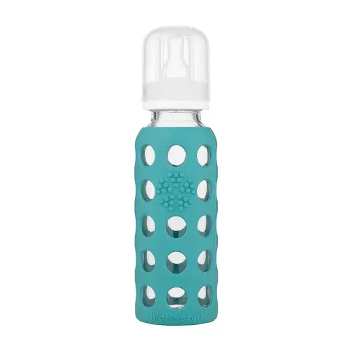 Lifefactory 9-Ounce Glass Baby Bottle with Stage 2 Nipple and Protective Silicone Sleeve Kale (LF110018C4)