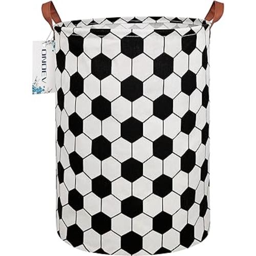 ONOEV Round Fabric Storage Bin,Decorative Basket,Organizer Basket with Handles,for Clothes Storage,books & sundries (Hexagon Football), 19.7inch(H)x15.7inch(D)